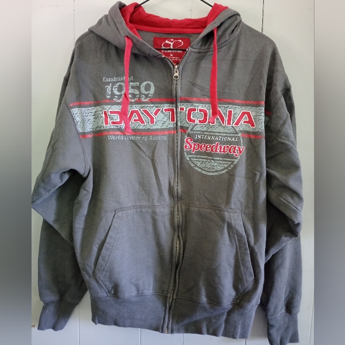 Mens Gray Hoodie Daytona International Speedway